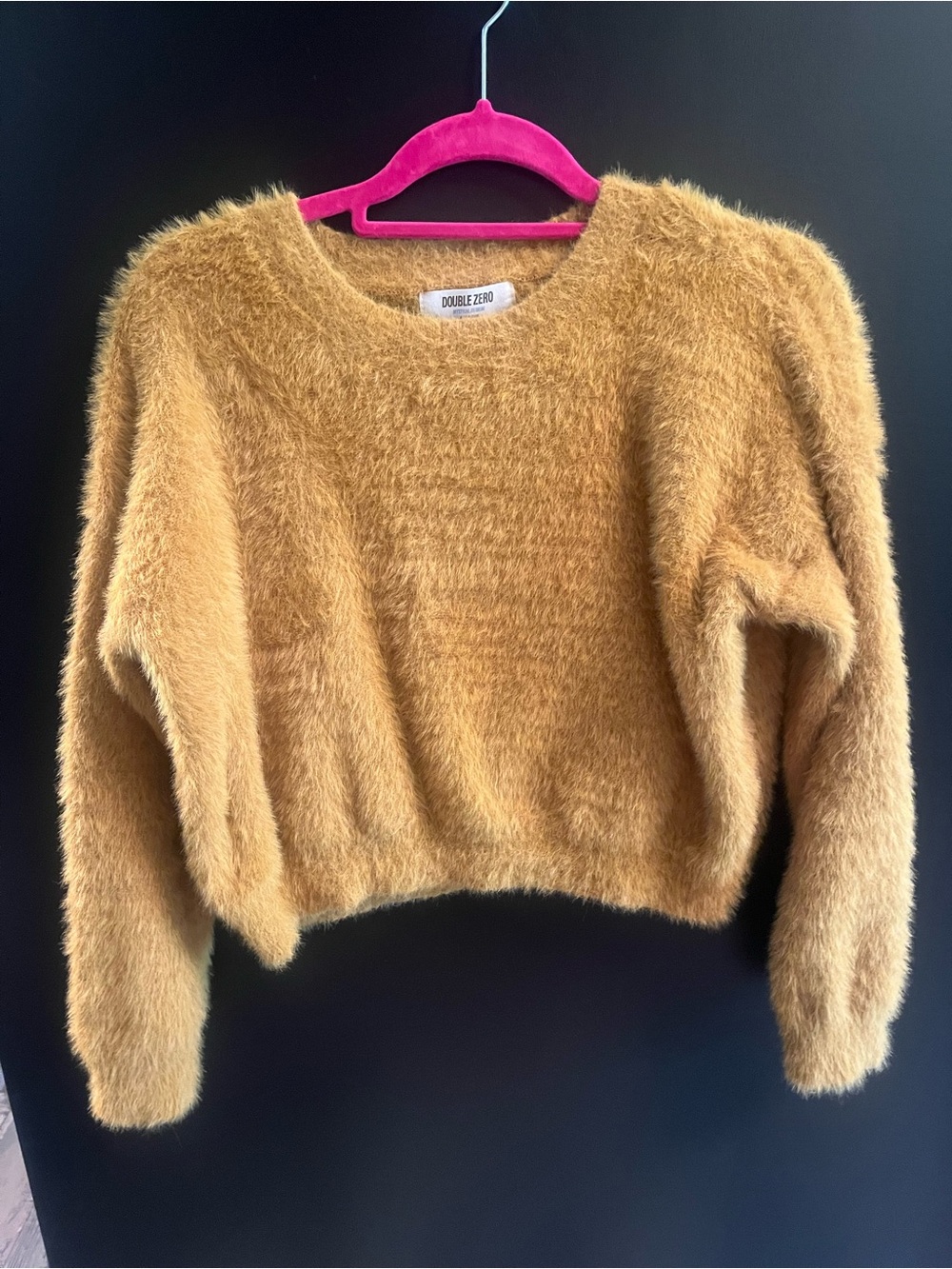 Double Zero Fuzzy Mustard Crewneck Sweater